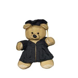 Vintage 1994 Gibson Greetings Nylon Brown Graduation Bear with Cap and Gown 90s